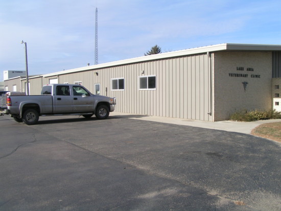 The clinic front for Lake Area Veterinary Clinic